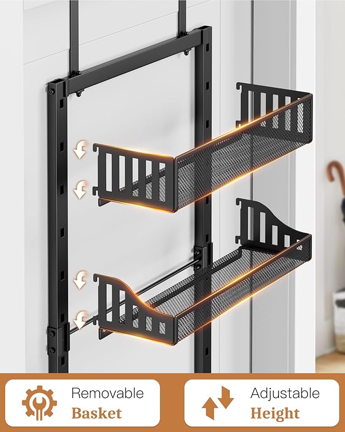 8-Tier Over the Door Pantry Organizer, Large Metal Door Spice Rack - Image 4