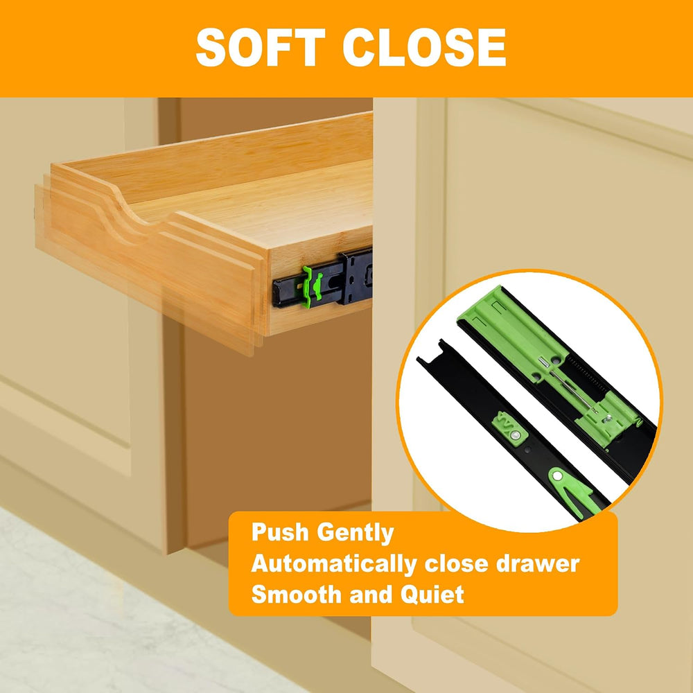 MinBoo Bamboo Pull Out Drawers for Cabinets 14" W x 21" D,Gliding S...