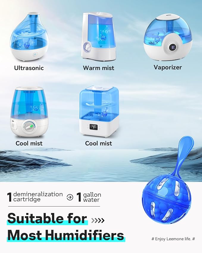 Leemone Humidifier Cleaner 6 Pack, Demineralization Cleaning Ball, Works in All - Image 3