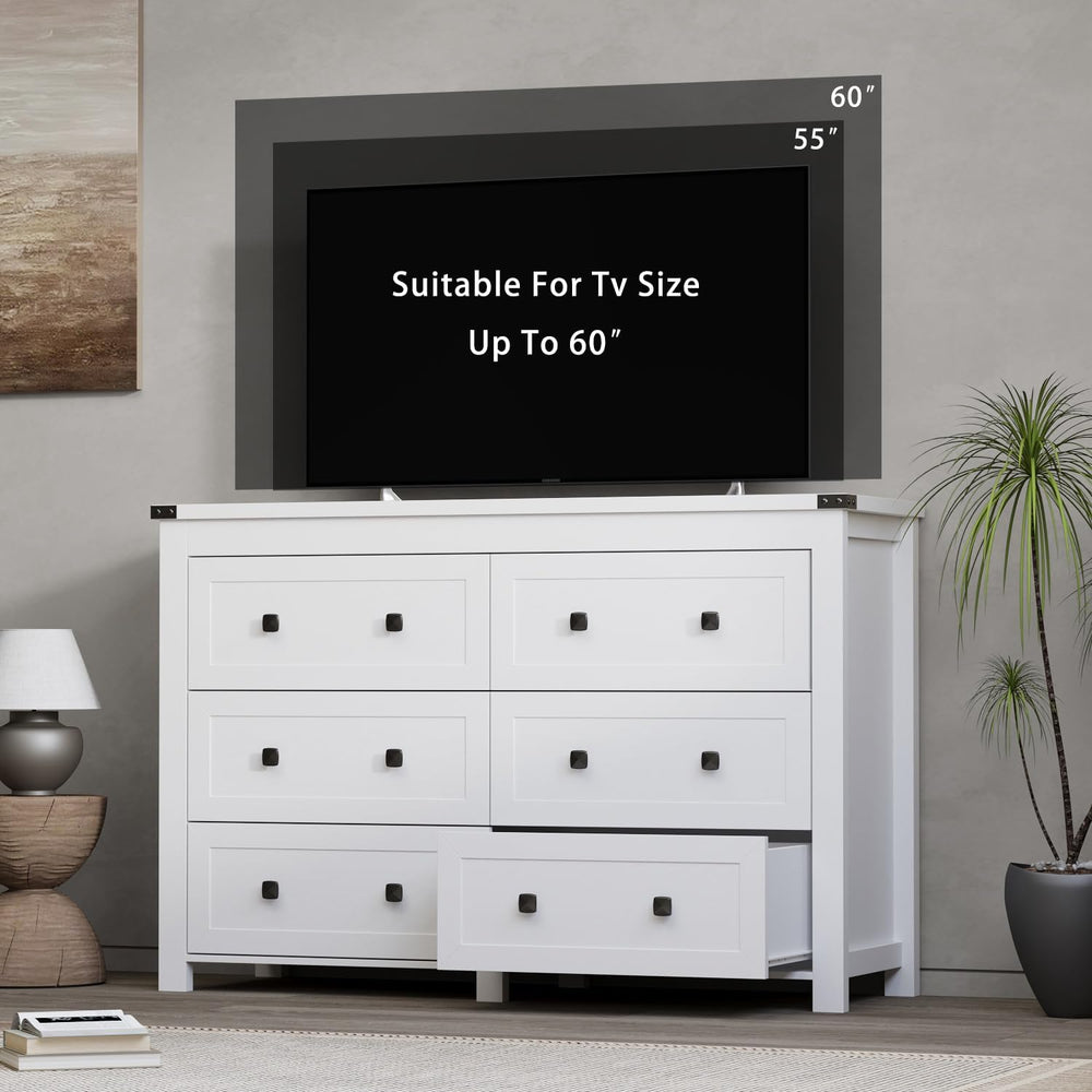 Wodeer 6 Drawer Dresser for Bedroom, White Modern Dressers & Chests of Dr...