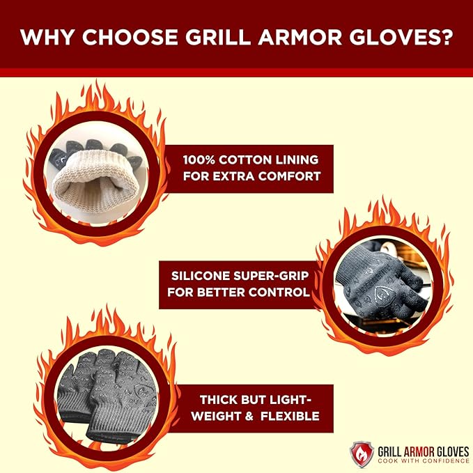 Grill Armor Oven Gloves 932°F Extreme Heat & Cut Resistant Oven Mitts - Image 9