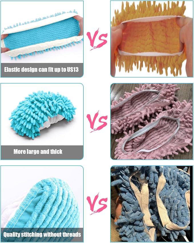 8 Pcs Mop Slippers Socks Floor Cleaning, Microfiber Shoe Covers dust Washable - Image 4