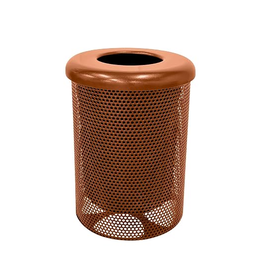 COATEDOUTDOORFURNITURE 32-Gallon Heavy-Duty Punched Steel Round Trash Receptacle by CoatedOutdoorFurniture