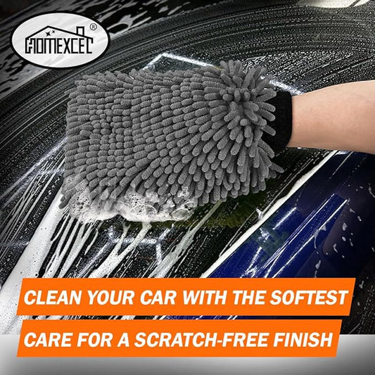 HOMEXCEL Car Wash Mitt, 2PK Chenille Microfiber Wash Mitt, Scratch-Free & - Image 2