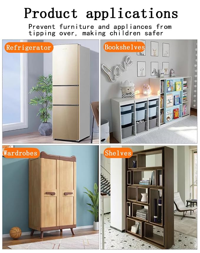 Furniture Anchors 2 Pairs No Drill Heavy Duty Anchors Fridge Lock Adjustable - Image 6