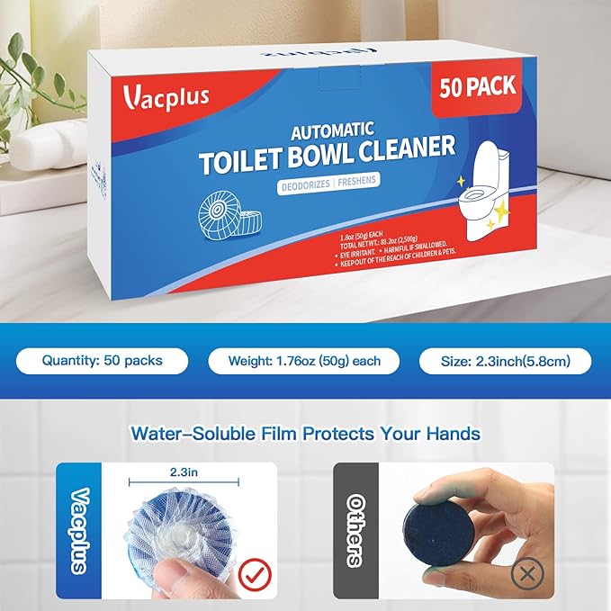 Vacplus Automatic Toilet Bowl Cleaner Tablets, Bathroom Toilet Tank Cleaner - Image 8
