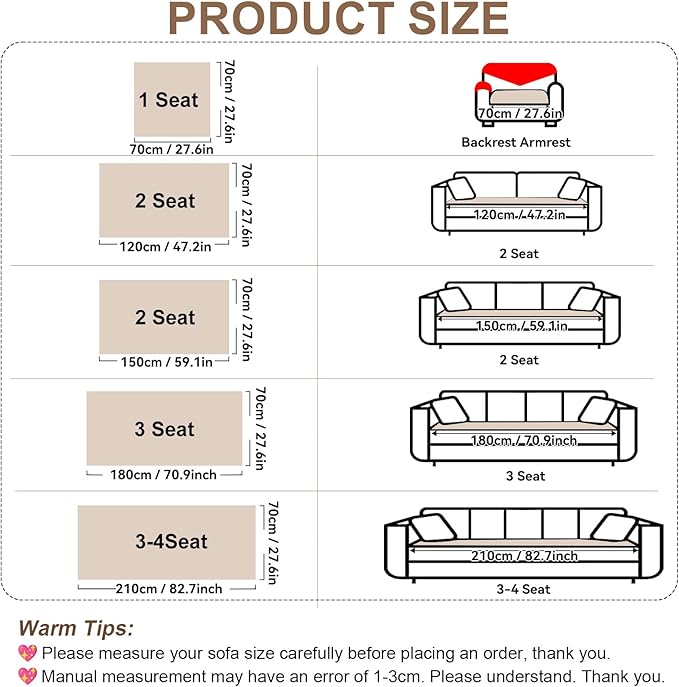 OTOB Couch Covers for 3 Cushion Couch Sofa Pet Friendly, Washable & Non Slip - Image 7