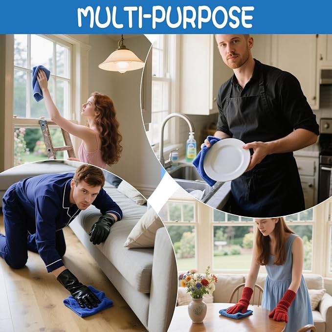 4 Pack Extra Large Microfiber Cleaning Cloths 20"x30", Lint-Free Reusable Towels - Image 7