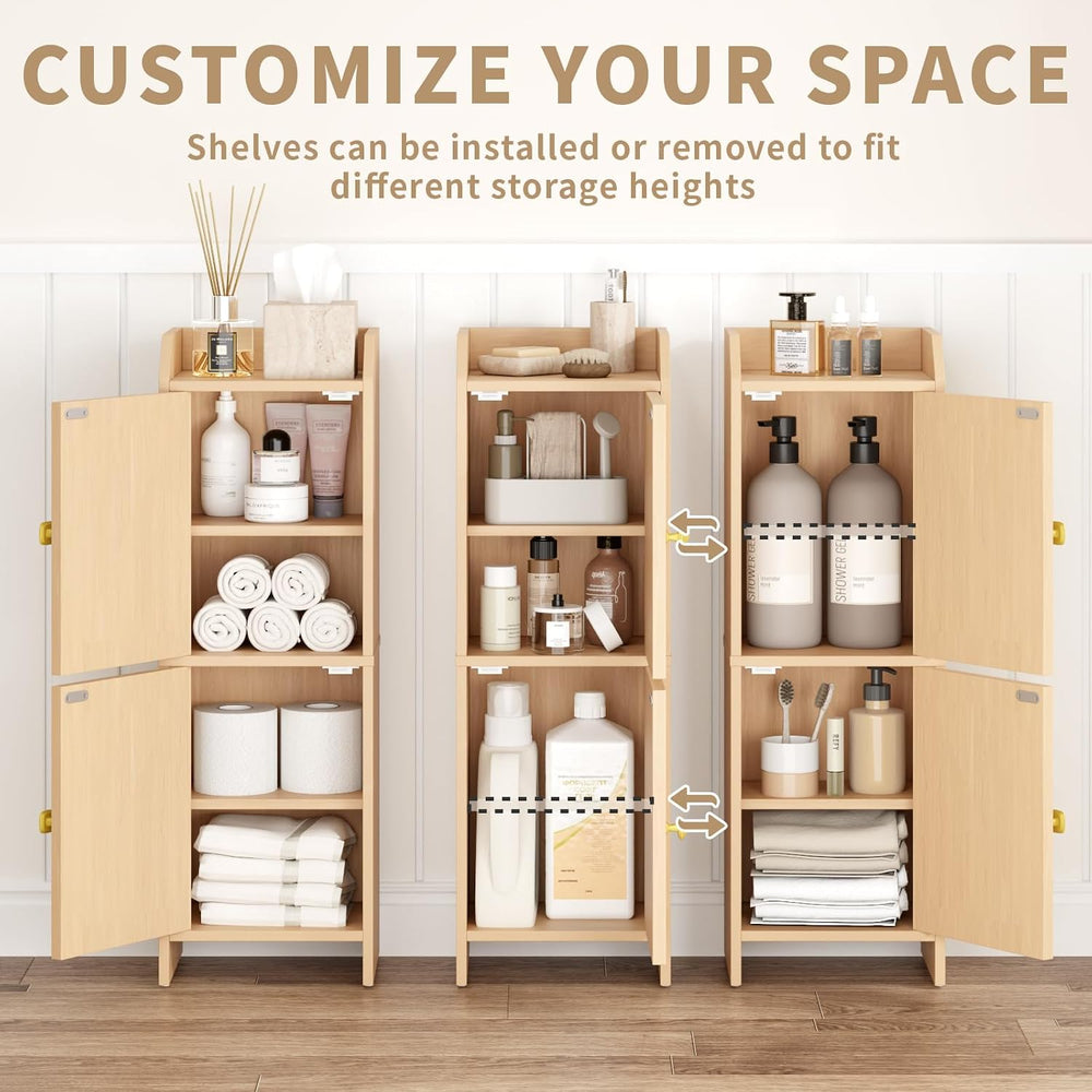Rattan Narrow Bathroom Storage Cabinet, 7.9''D x 9.8''W x 29....