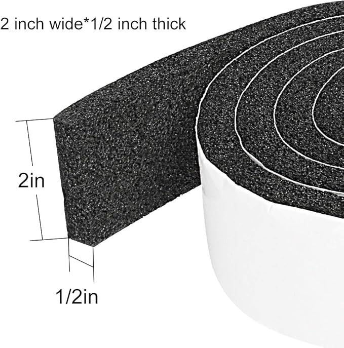 2 Rolls 2 Inch W 1/2 Inch T Weather Stripping Air Conditioner Open Cell Foam - Image 2