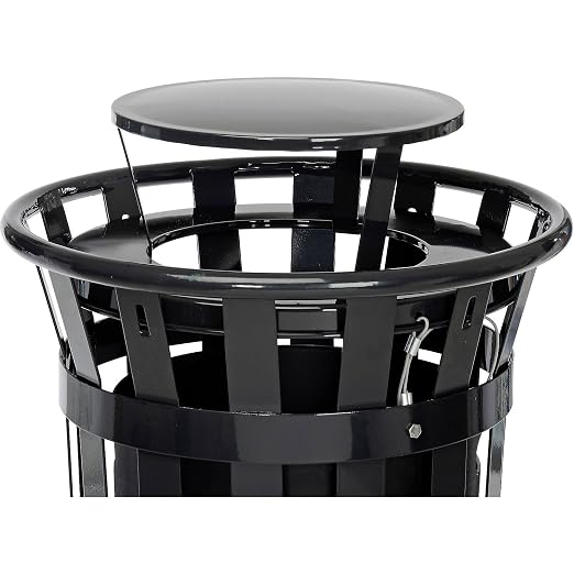 Global Industrial 24 Gallon Heavy-Duty Outdoor Metal Slatted Round Trash - Image 5