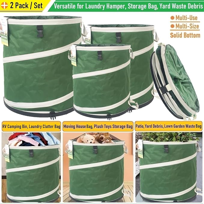 2-Pack 24 Gallon Collapsible Trash Can Solid Bottom - Image 4