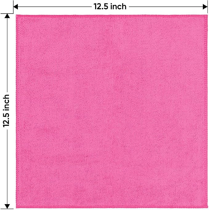 HOMEXCEL Pink Microfiber Cleaning Cloth 12 Pack, 12.5 x 12.5 inch Microfiber - Image 7