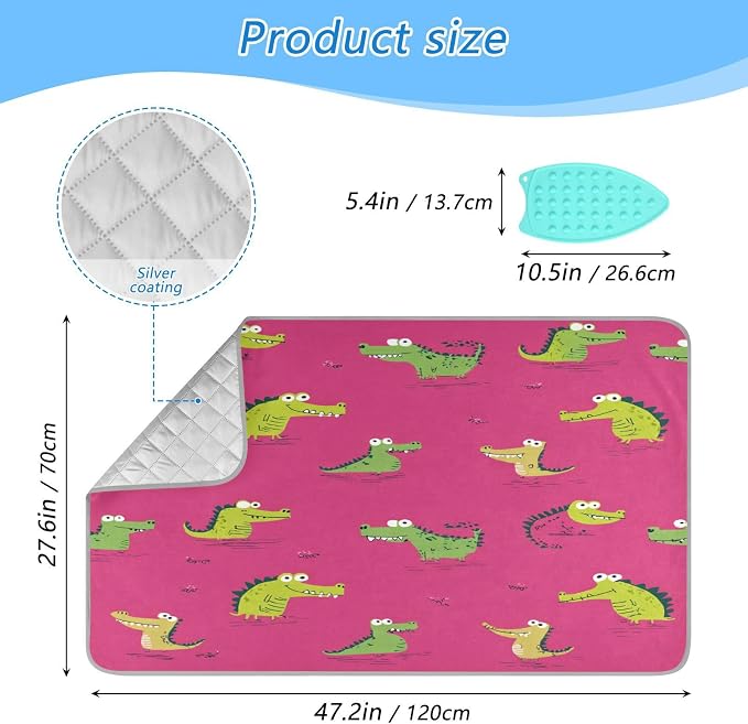 Pink Funny Crocodiles Ironing Mat Thickened Ironing Blanket Travel Portable - Image 2