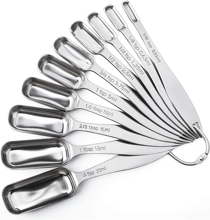 FANGSUN Stainless Steel Narrow Measuring Spoons, Heavy Duty Metal Measuring by FANGSUN