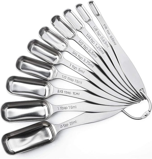 FANGSUN Stainless Steel Narrow Measuring Spoons, Heavy Duty Metal Measuring by FANGSUN
