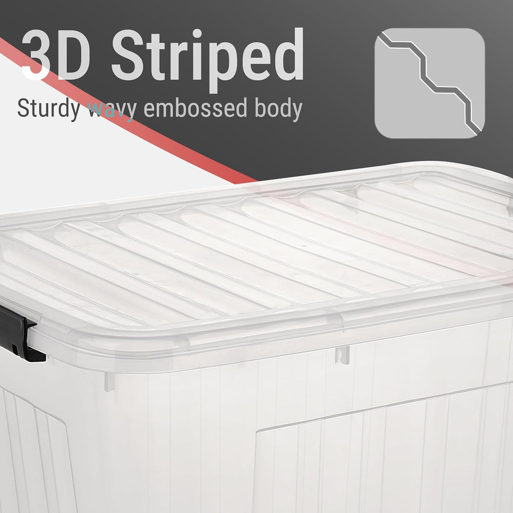 Cetomo Plastic Storage Bins, Lidded Storage Box with Wheels for Home Office D...