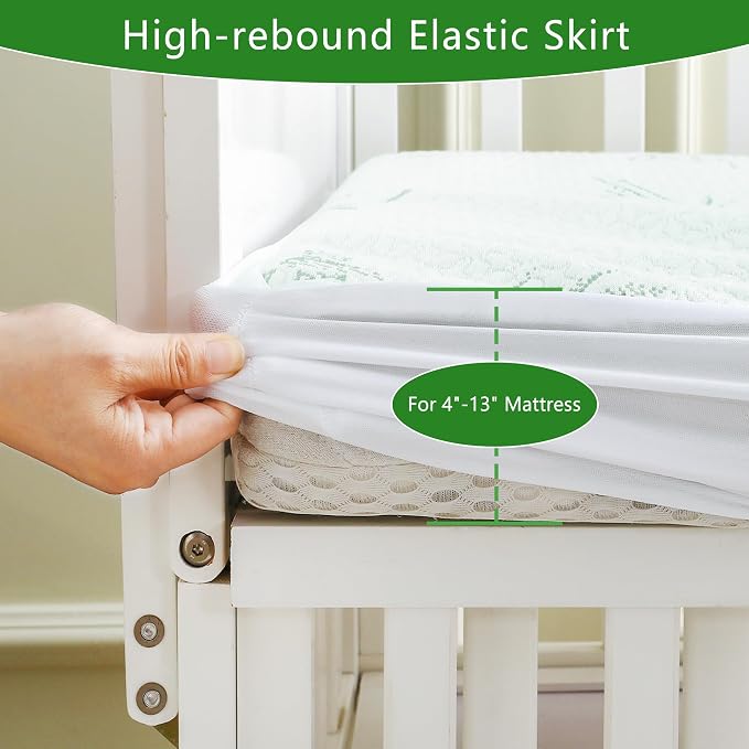 GOONIK 2 Pack Waterproof Crib Mattress Protector, Bamboo Viscose Breathable - Image 6