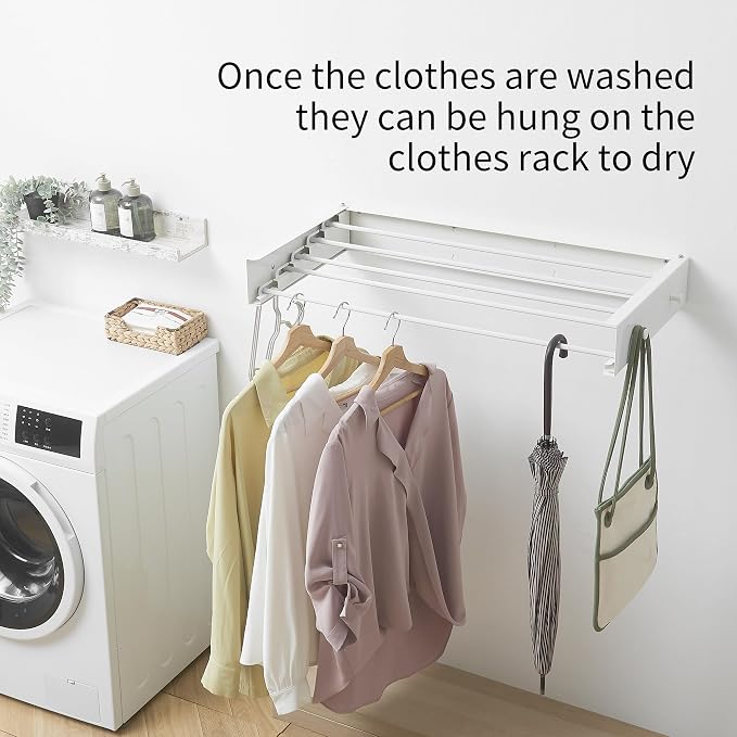 Clothes Drying Rack, Laundry Hanging Rack Collapsible, Wall Mounted Drying Rack - Image 2
