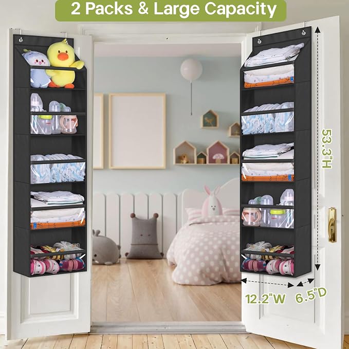 AOODA 2 Pack Over the Door Organizer, Large Capacity Closet Door Hanging - Image 2