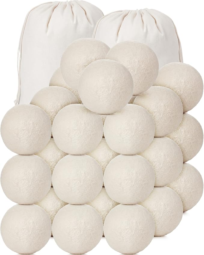 Roowest 24 Pcs Wool Dryer Balls Set Reusable Laundry Wool Balls by Roowest