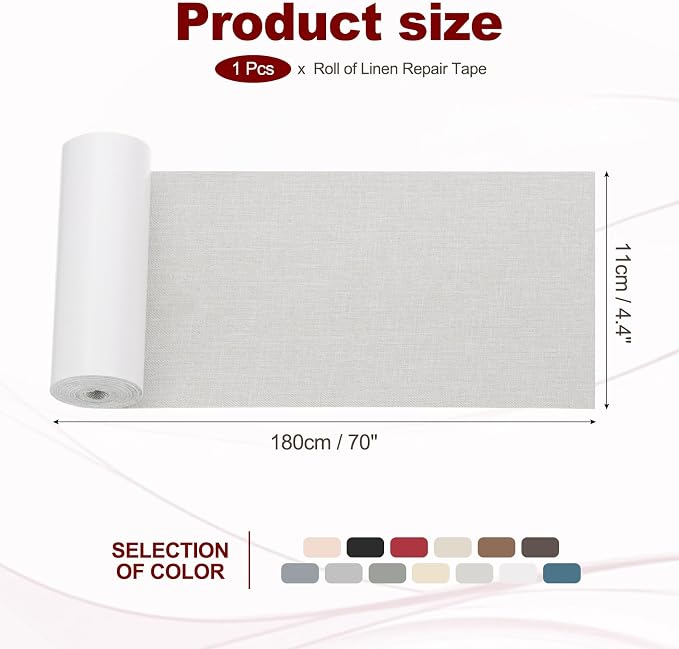 PATIKIL 70x4.4 Inch Linen Repair Tape, Repair Fabric Patch Self Adhesive Couch - Image 2
