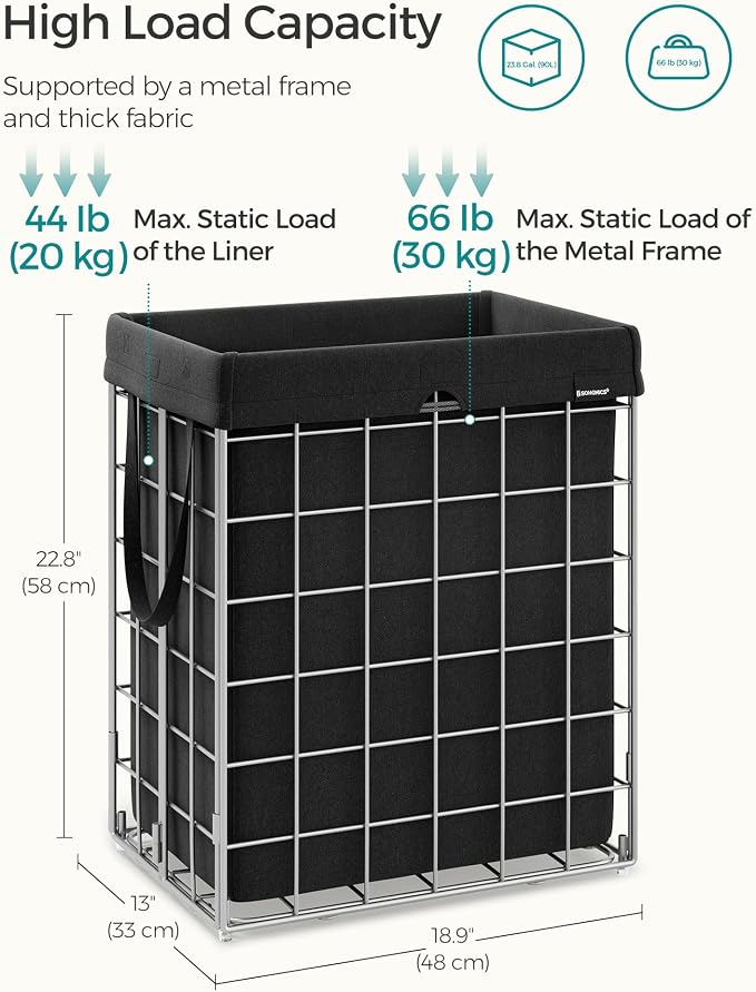 SONGMICS Laundry Hamper, 23.8 Gal. Laundry Basket, Collapsible Clothes Hamper - Image 5