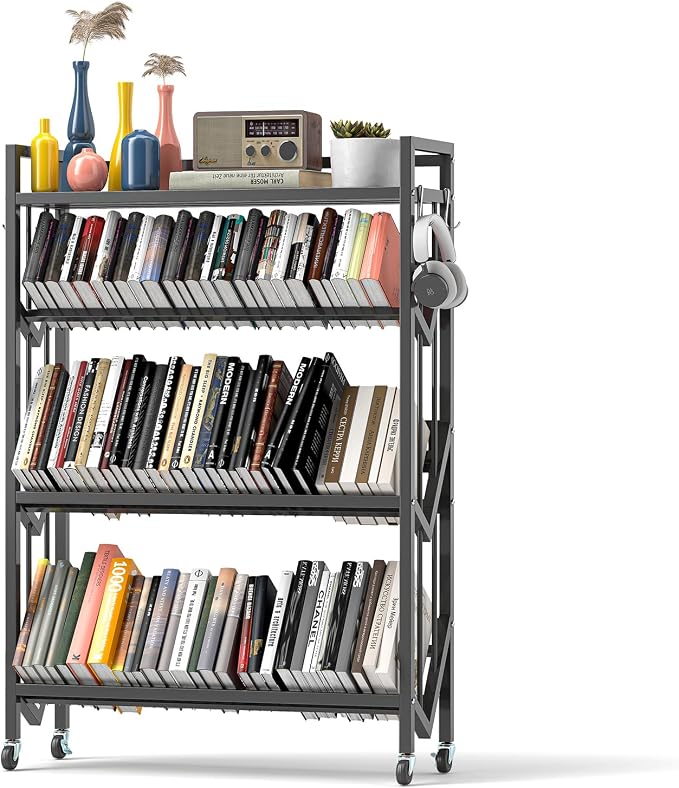 Book Carts 4 Tier 46.5x35.4x9.84 in Rolling Book Cart Large Capacity Bookshelf - Image 9
