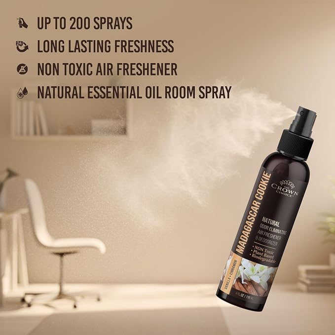 Non-Toxic Odor Eliminator, Natural Vanilla & Cinnamon Air Freshener Spray - Image 7