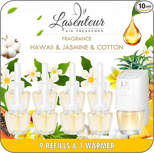 Plug-in Air Freshener Starter Kit, 1 Warmer and 9 Essential Oil Refills by LASENTEUR