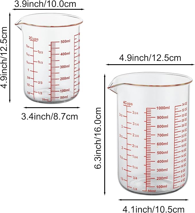 3 Piece Glass Measuring Cup Set, Includes 2-Cup, and 8-Cup High Borosilicate - Image 6