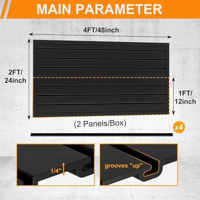 DoCred Slatwall Paneling Organizer, 4x2 FT PVC Garage Slat Wall Storage Systems - Image 3