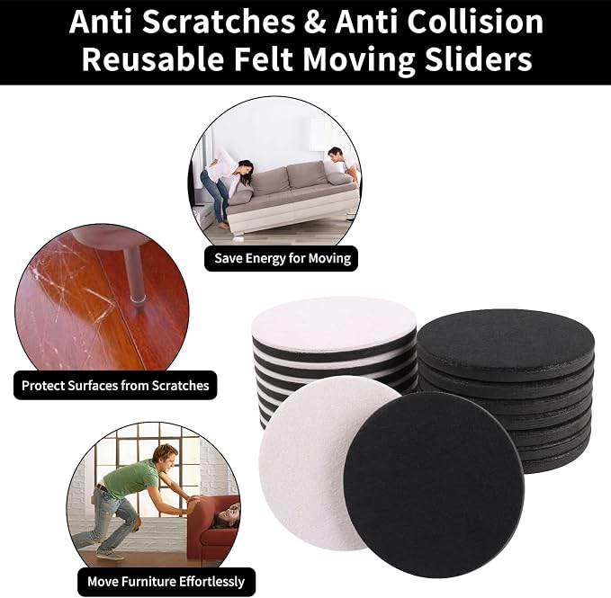 Ezprotekt 5" Round Felt Furniture Movers Sliders - Image 5