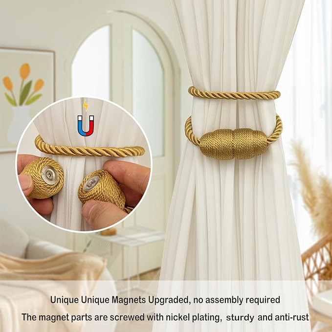 Magnetic Curtain Tiebacks Rope Curtain Tie Backs - Image 3
