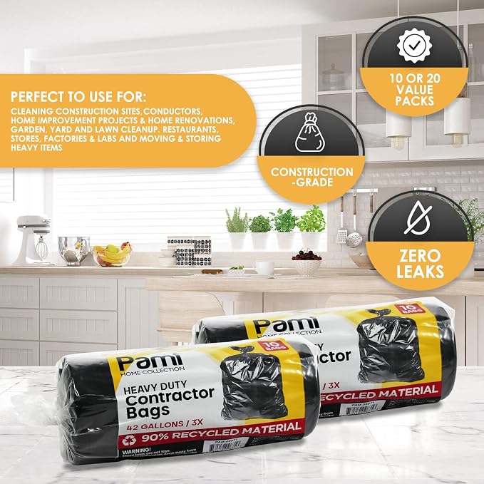 PAMI Heavy Duty 42 Gallon Construction Bags, Tear-Resistant Contractor Garbage - Image 5