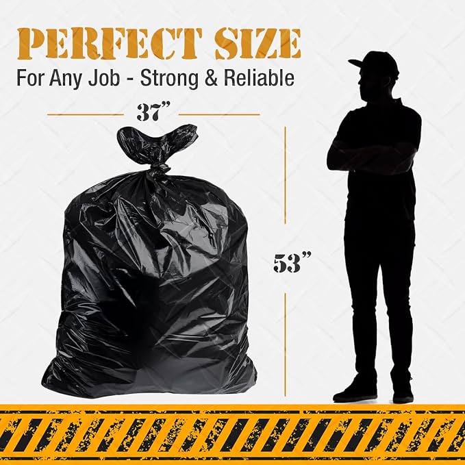 Extra Heavy Duty Black Contractor Garbage Bags 55 Gallon, 50 Trash Bags - Image 6
