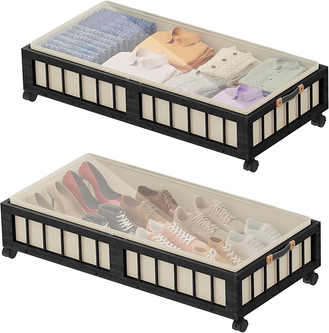 efluky 2-Pack Bamboo Under Bed Storage by efluky