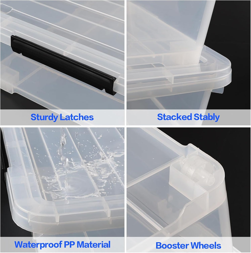 Gloreen 3-Packs Plastic Underbed Storage Bins with Lids, 40 Quart