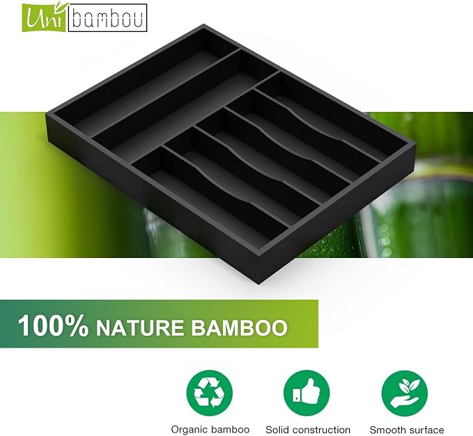 Sliverware Organizer, Bamboo Kitchen Drawer Organizer, Flatware Organizer Tray - Image 6