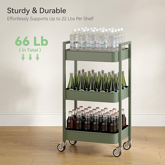3 Tier Rolling Cart, Utility Cart - Image 6