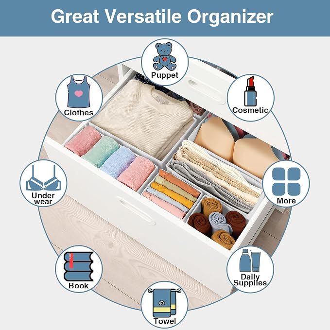 Criusia Drawer Organizer Clothes, 8 Pack Underwear Drawer Organizer, Foldable - Image 7