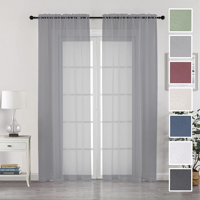Chyhomenyc Extra Long Sheer Curtain Panels 96 Inches, Voile Top Dual Rod by Chyhomenyc