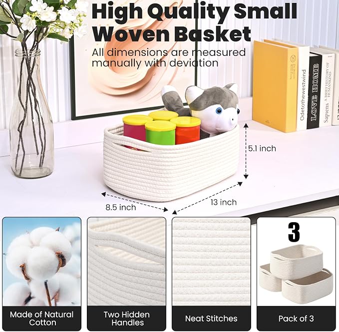 Small Storage Baskets for Organizing, Organizing Baskets for Shelves, Small - Image 3