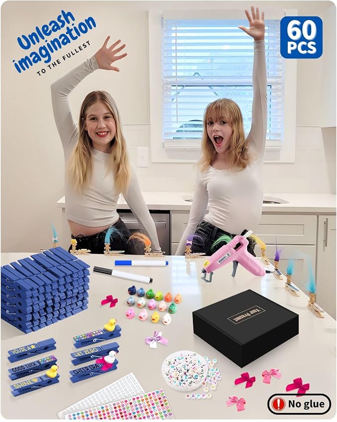Cheer Pins for Backpack Cheer Stuff Kit 70 Blue Colored Clothes Pins - Image 5