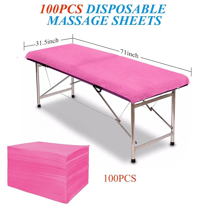 100Pcs Disposable Massage Table Sheets 31.5" x 71" Non-Woven Fabric Bed Covers - Image 2