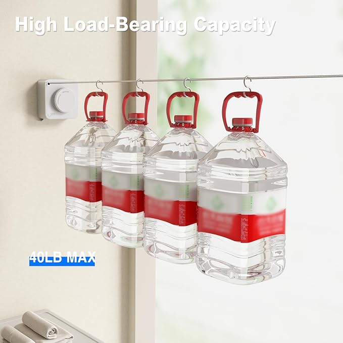 Retractable Clothesline Indoor, Non-Sagging Outdoor Clothes Line Retracting - Image 5