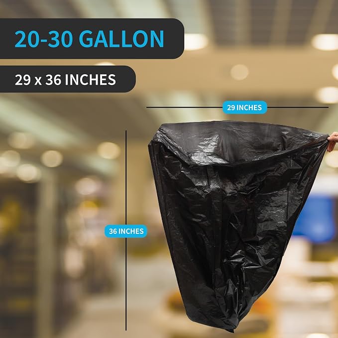 Black Trash Bag, Heavy Duty 20-30 Gallon Bag - Image 2