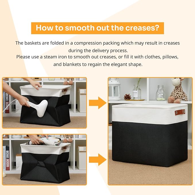 DULLEMELO Large Fabric Basket for Organizing, Collapsible Storage Bin for - Image 6