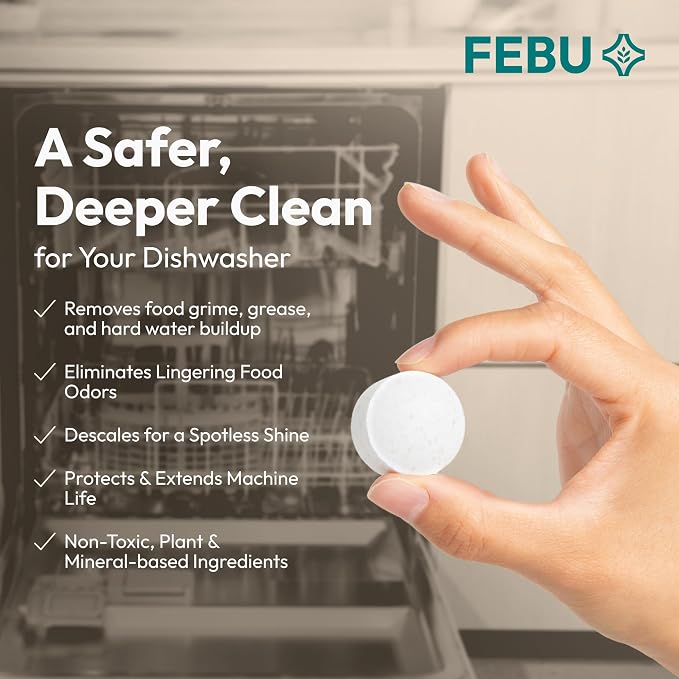 FEBU Dishwasher Cleaner Tablets Made in USA | Natural Dishwasher Cleaner and - Image 2