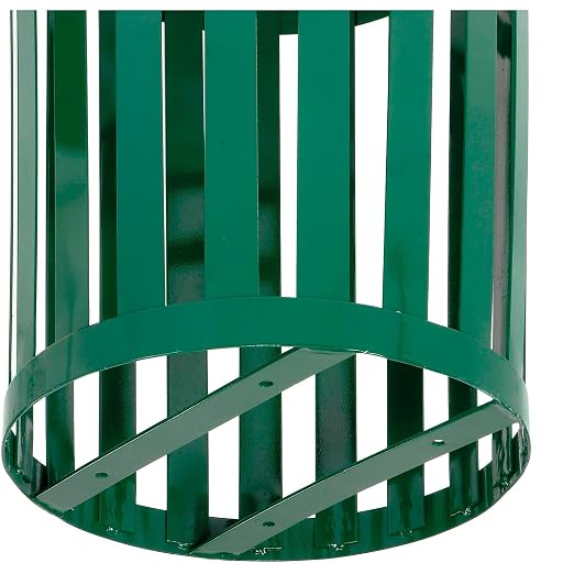 Global Industrial Heavy-Duty 36 Gallon Capacity Outdoor Metal Slatted Trash - Image 6